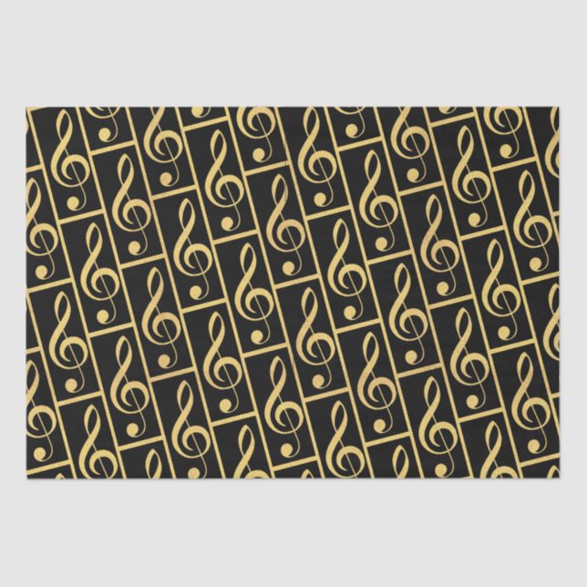 Faux Gold Foil Treble Clef Musical Wrapping Paper (Front)