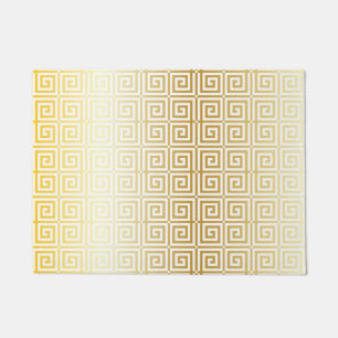 Faux Gold Foil Trellis Greek Key Pattern Doormat