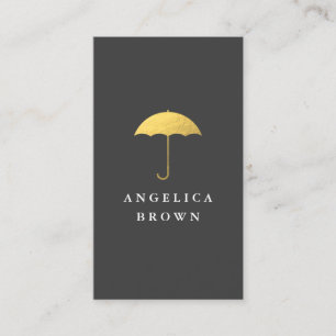 Faux Gold Foil Umbrella Business Card