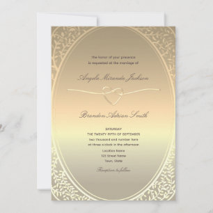 Faux Gold Foil Wedding Invitation with QR Code