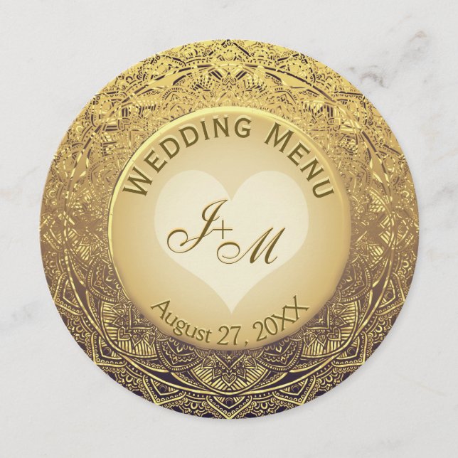 Faux Gold Foil Wedding Menu (Front)
