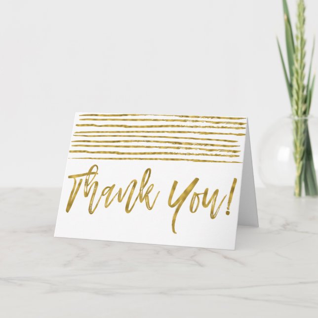 Faux Gold Foil Wedding Thank You Card (Front)