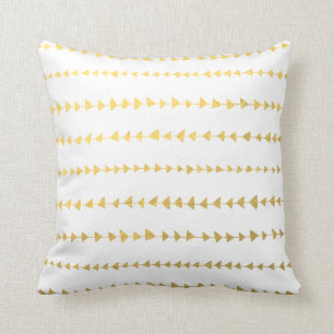 Faux Gold Foil White Arrows Pattern Cushion