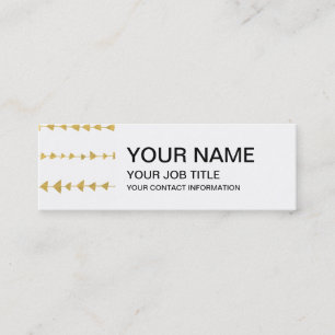 Faux Gold Foil White Arrows Pattern Mini Business Card