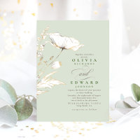 Faux Gold Foil Wildflowers Sage Green Wedding