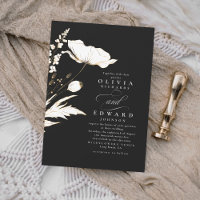 Faux Gold Foil Wildflowers Unique Black Wedding