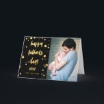 Faux Gold Foil XOXO | Father's Day Card<br><div class="desc">Trendy Modern Faux Gold Foil XOXO Father's Day Greeting Card with your photo. Bold typography design with confetti dots on a black solid colour background. Monogram Gallery ©. Gold foil text is a printed photo effects only. More colours and styles available in our shop at www.zazzle.com/monogramgallery</div>