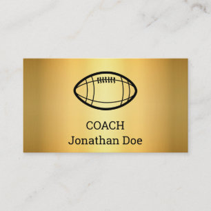 Faux Gold Football Coach Business Card
