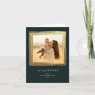 Faux Gold Frame Holidays Christmas Photo Evergreen Card