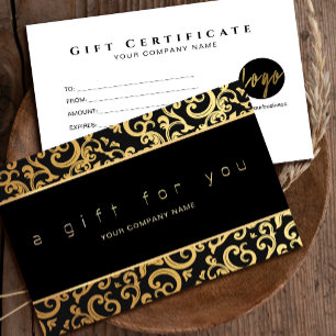 Faux Gold Frame Sparkles On Black gift certificate