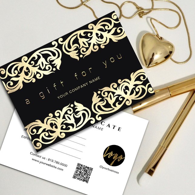 Faux Gold Frame Sparkles On Black gift certificate (Creator Uploaded)