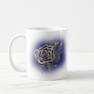 Faux Gold French Rose Floral Coffee Mug