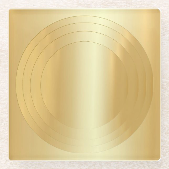 Faux Gold Glamour Blank Template Custom Elegant Glass Coaster (Front)