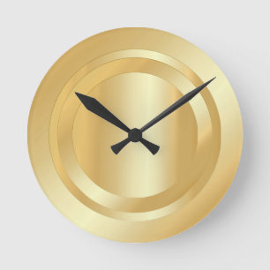 Faux Gold Glamourous Trendy Elegant Template Round Clock