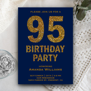 Faux Gold Glitter 95th Birthday Party Invitation