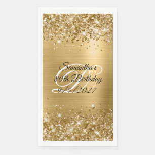 Faux Gold Glitter and Foil 80th Birthday Napkin