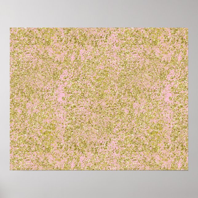 Faux Gold Glitter Background Pattern Sparkle Pink Poster (Front)