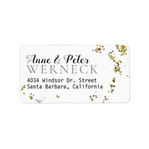 faux gold glitter bride groom names home address label