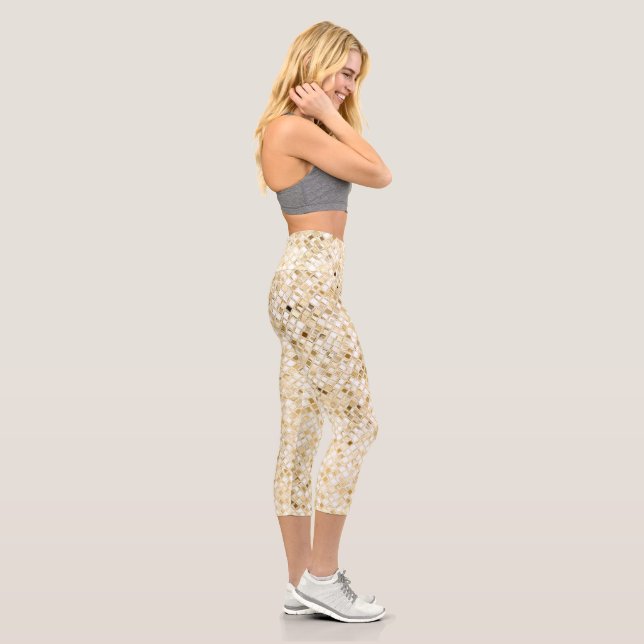 Faux Gold Glitter Capri Leggings (Right)