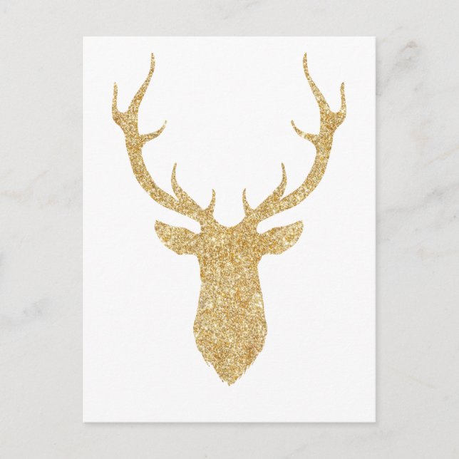 Faux Gold Glitter Christmas Deer Holiday Postcard (Front)