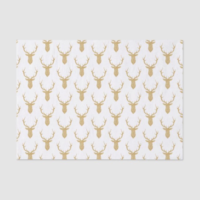 Faux Gold Glitter Christmas Deer  Tissue Paper (Front)