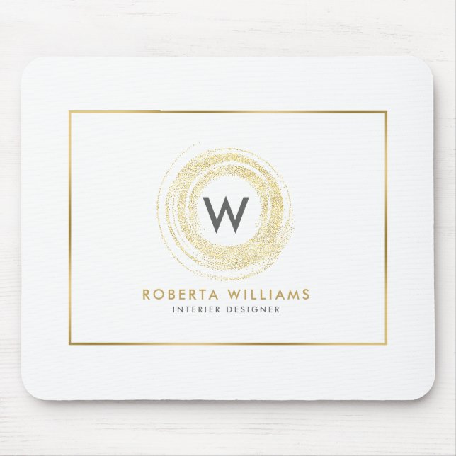 Faux Gold Glitter Circle Logo Mouse Pad (Front)