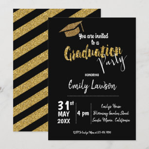 Faux Gold Glitter Class Of 2025 Graduation Party Invitation