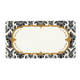Faux Gold Glitter Damask Floral Pattern Business