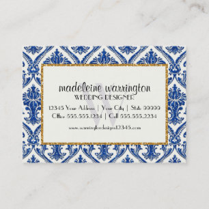 Faux Gold Glitter Damask Floral Pattern Business Business Card