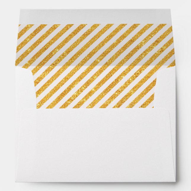 Faux Gold Glitter Diagonal Stripes - Envelope (Back (Bottom))