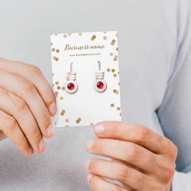 Faux Gold Glitter Dots Background Earring Cards (Creator Uploaded)