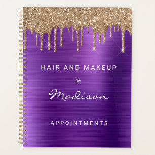 Faux Gold Glitter Drip Purple Appointment Planner
