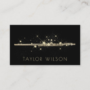 faux gold glitter flute business card