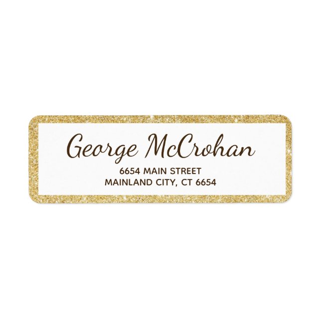 Faux Gold Glitter Foil Return Address Label (Front)