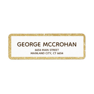Faux Gold Glitter Foil Return Address Label