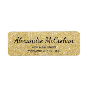 Faux Gold Glitter Foil Return Address Label
