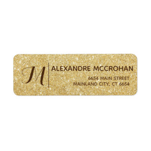 Faux Gold Glitter Foil Return Address Label