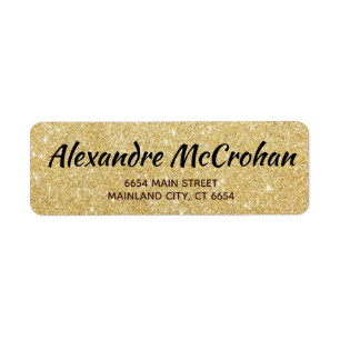 Faux Gold Glitter Foil Return Address Label