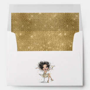 Faux Gold Glitter Glam Bachelorette Envelope