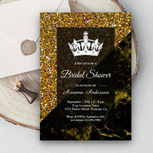 Faux Gold Glitter Gold Marble Bridal Shower Invitation