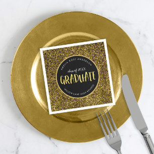 Faux Gold Glitter Graduate Graduation Napkin
