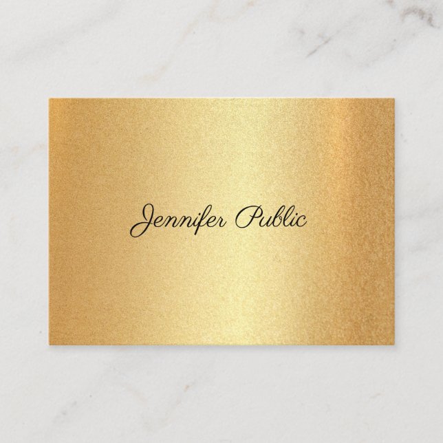 Faux Gold Glitter Hand Script Elegant Calligraphy Business Card (Front)