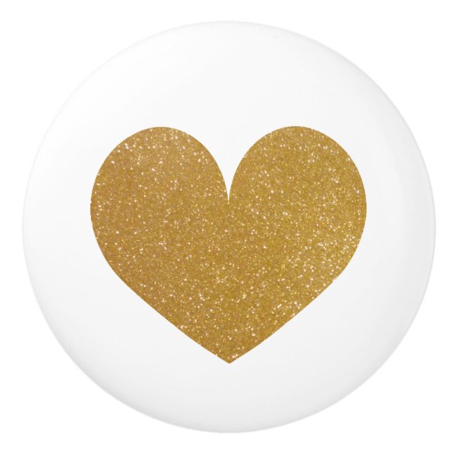 Faux gold glitter heart door and drawer pull knobs (Front)