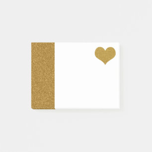 FAUX Gold Glitter Heart (printed flat) Post-it Notes