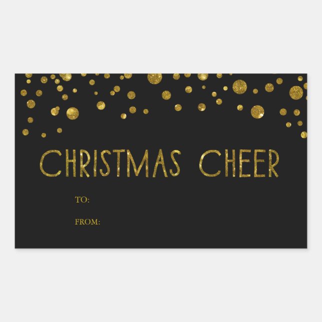 Faux Gold Glitter Holiday Gift Tags (Front)
