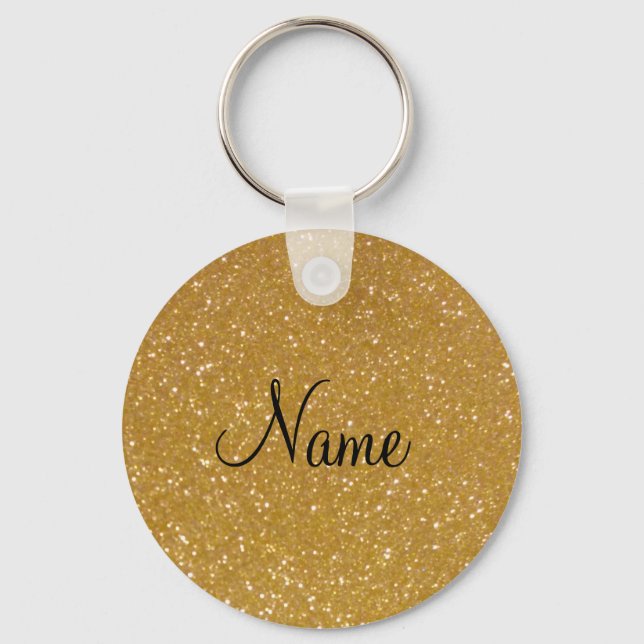 Faux gold glitter keychain with shiny glimmers (Front)