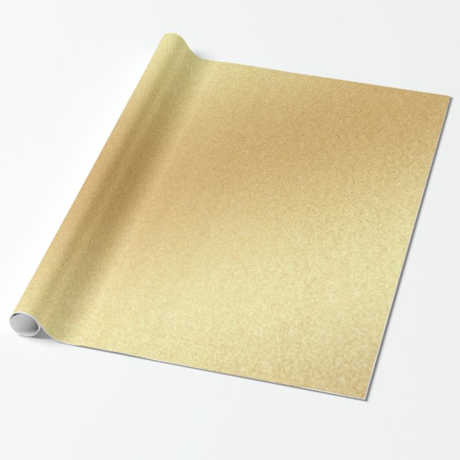 Faux Gold Glitter Modern Golden Elegant Glossy Wrapping Paper (Unrolled)