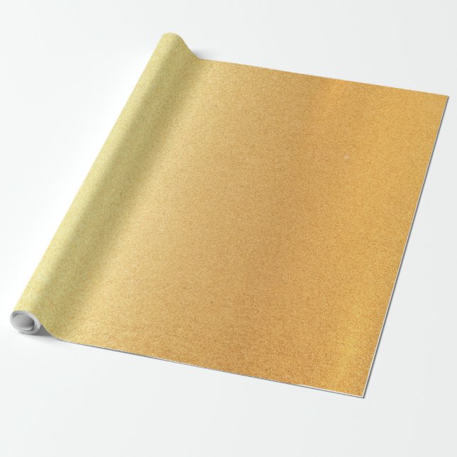 Faux Gold Glitter Modern Golden Trendy Glossy Wrapping Paper (Unrolled)