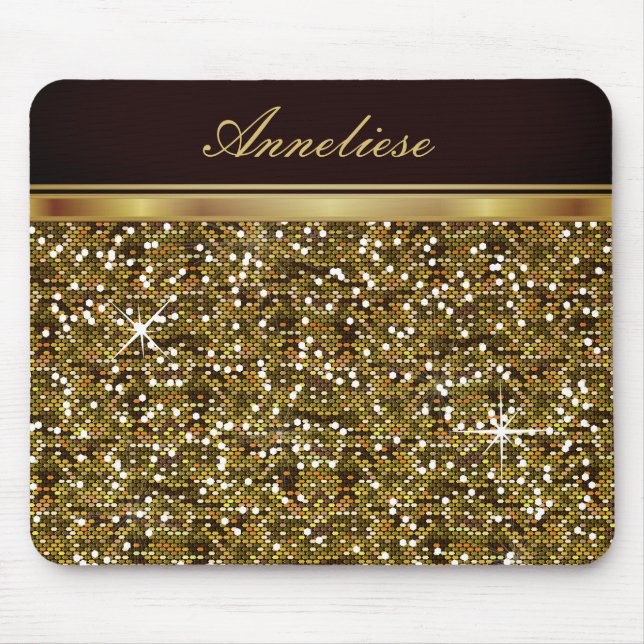 Faux Gold Glitter - Personalised Mouse Pad (Front)