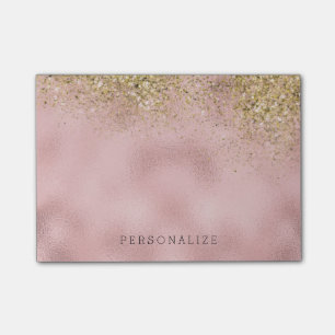 Faux Gold Glitter Pink Faux Foil Post-it Notes